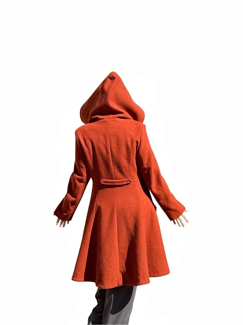 Collectif Heather Hooded Swing Coat Burnt Orange 2XL UK 18 NWT
